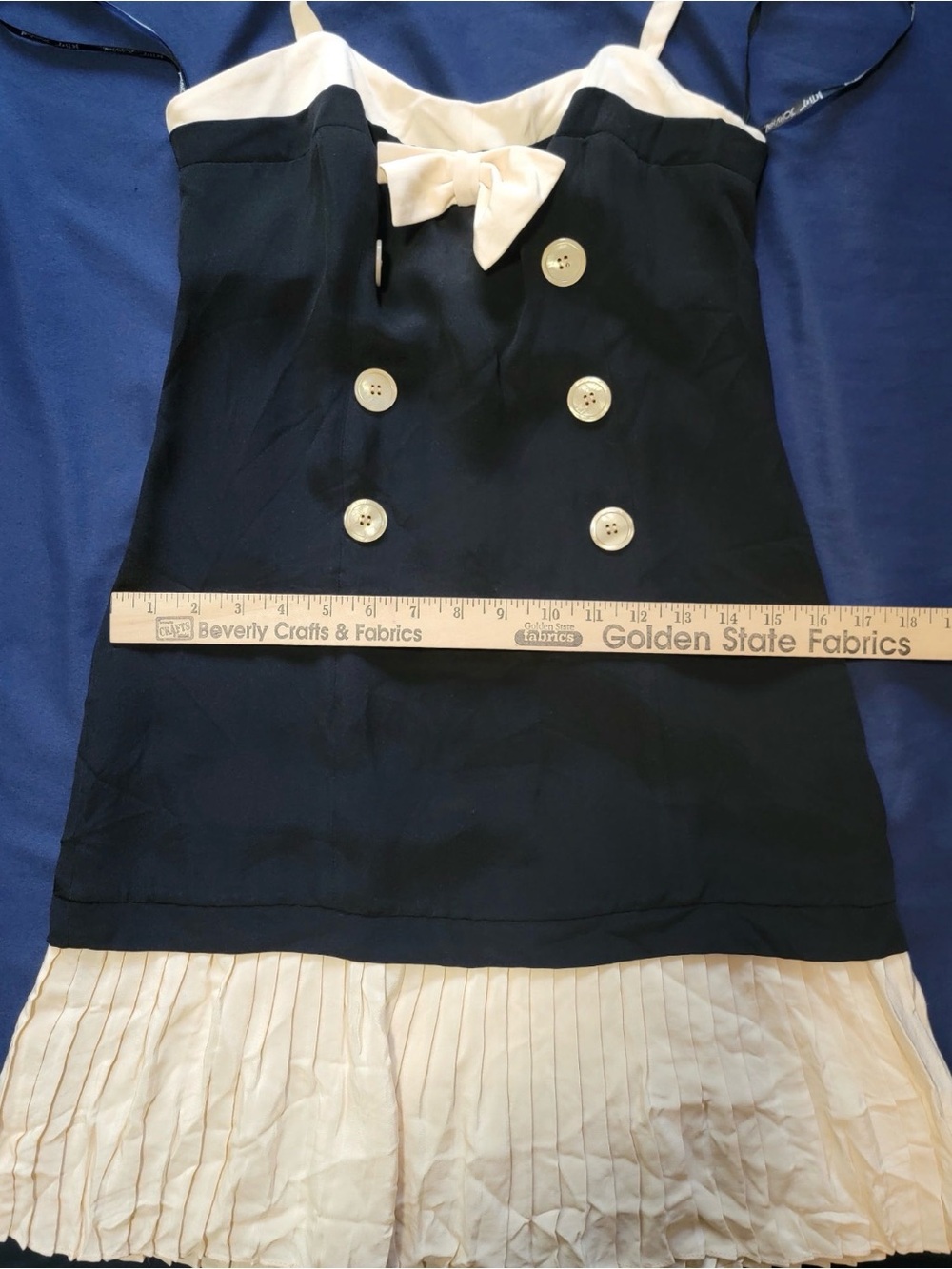 Vintage Betsey Johnson Black Label 100% Silk Halter Dress Pleated Sailor PinUp 6 - Picture 13 of 13